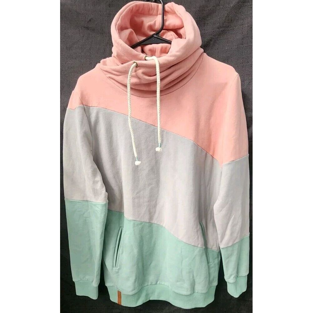 Ampersand Avenue Women's Hoodie‎ Pullover High Neck Tri-Color Size Large NEW